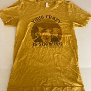 Graphic Tee Cows Funny Humor Yellow Womens Size Small